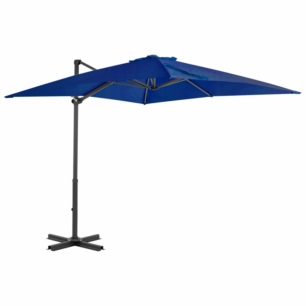 Parasol déporté et mât en aluminium 250 x 250 cm bleu azuré