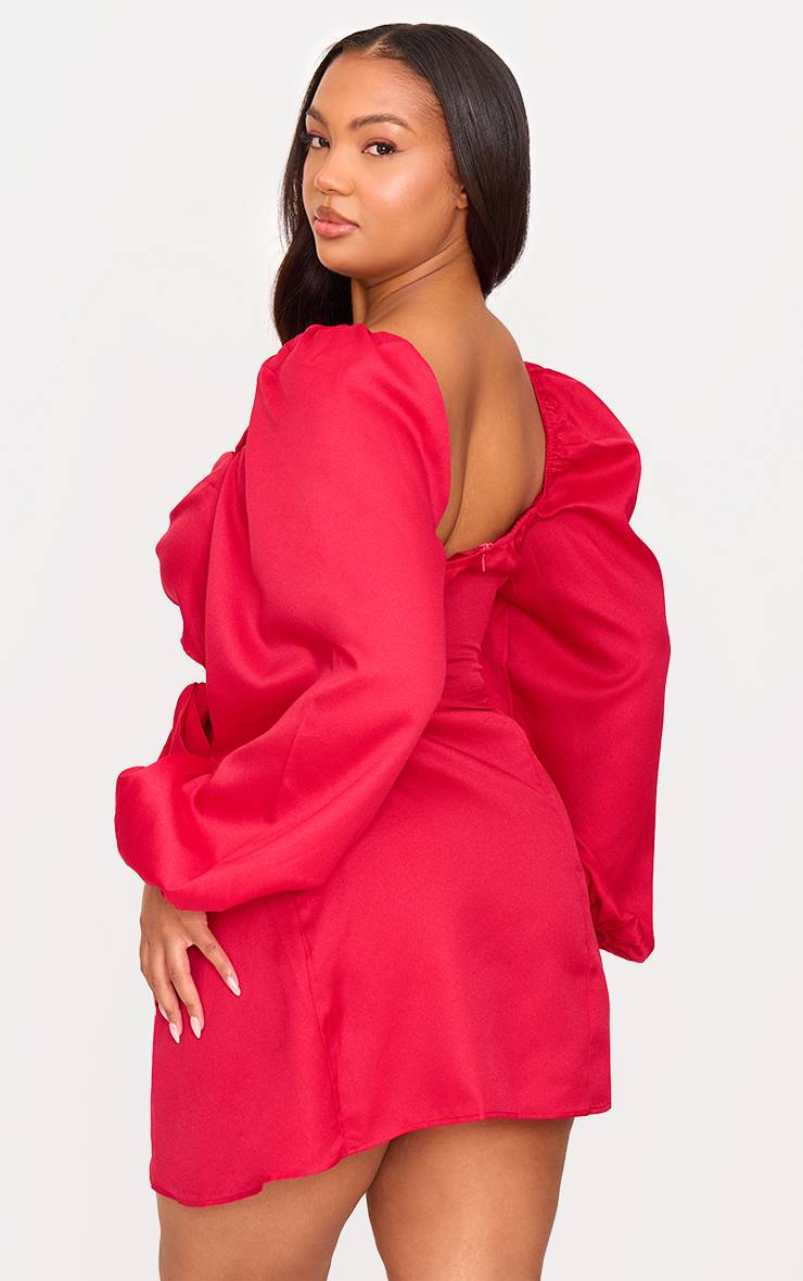 Rouge Robe Grande Taille Froncée Avec Découpes