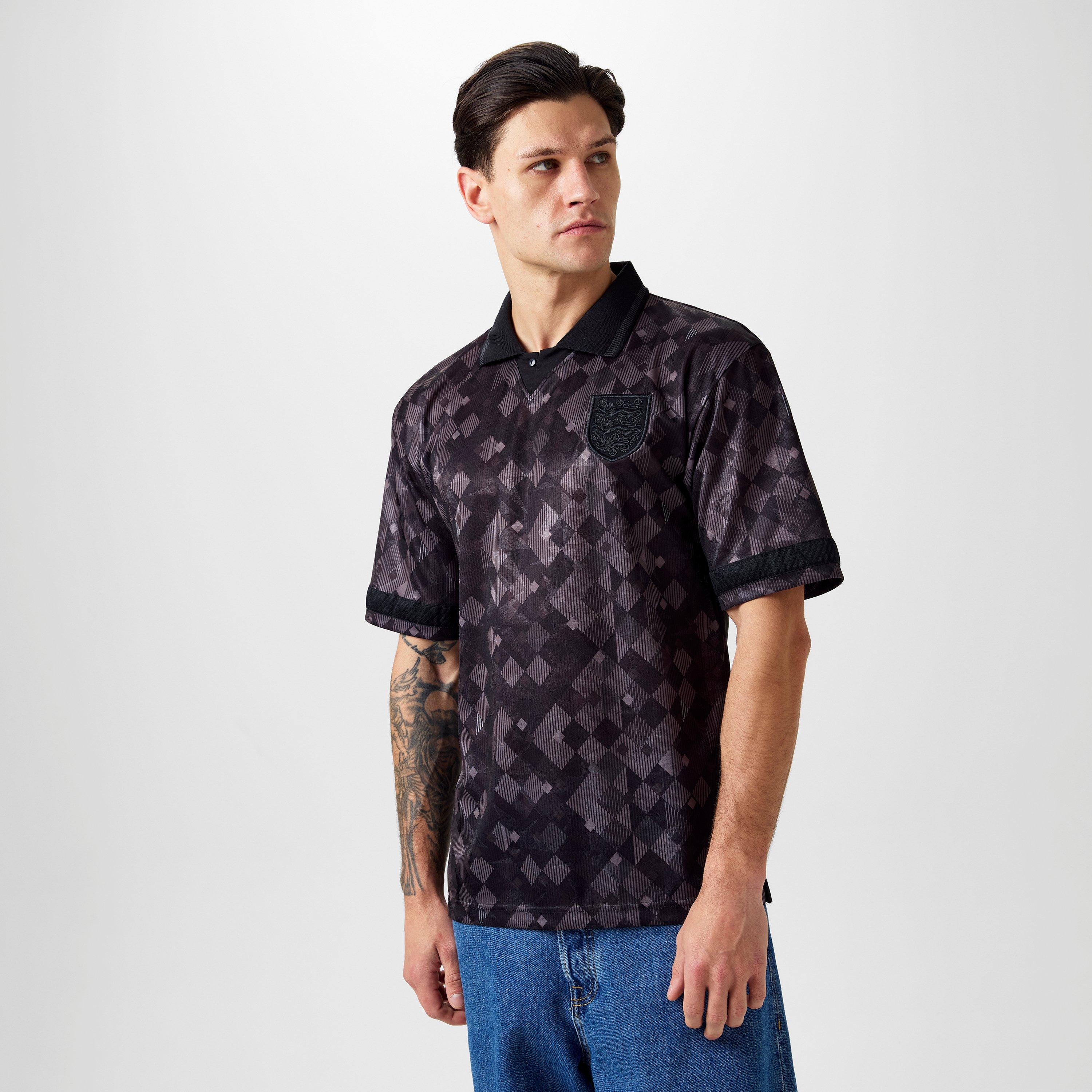 Score Draw Score England 1990 Black Out Retro Shirt