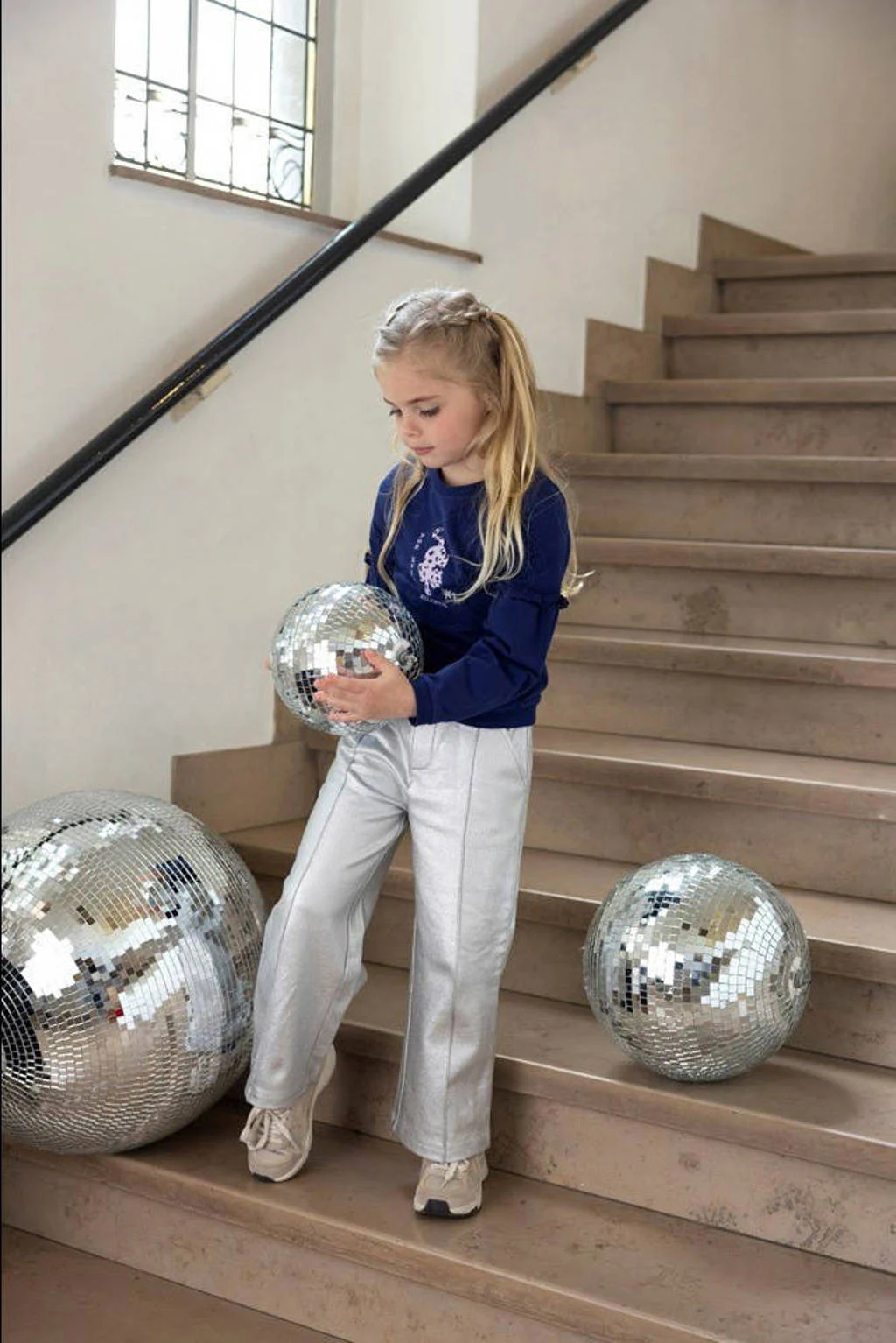 Jubel wide leg casual broek zilver