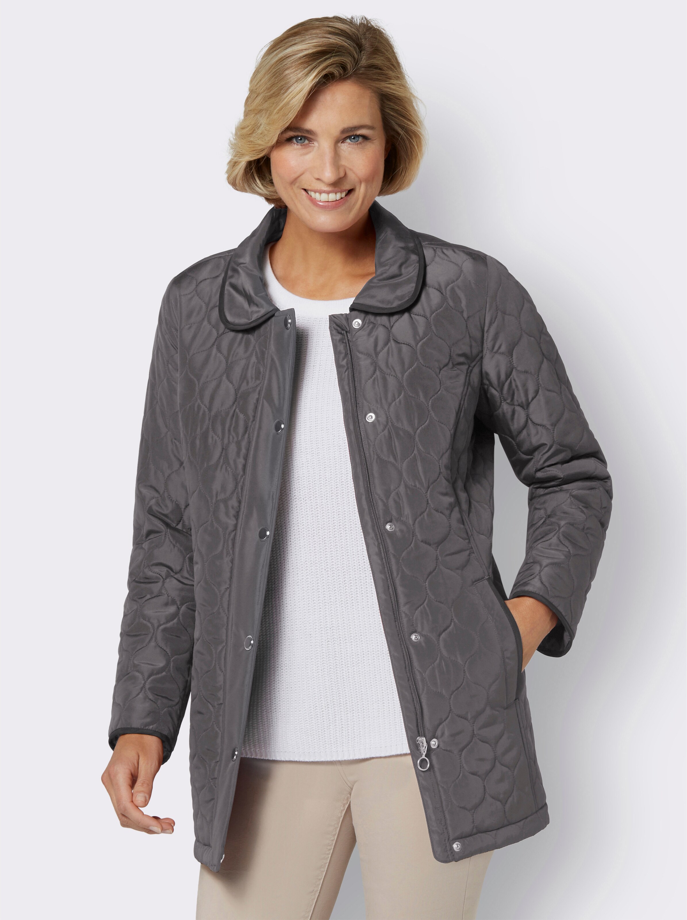 Steppjacke mit verdecktem Reißverschluss