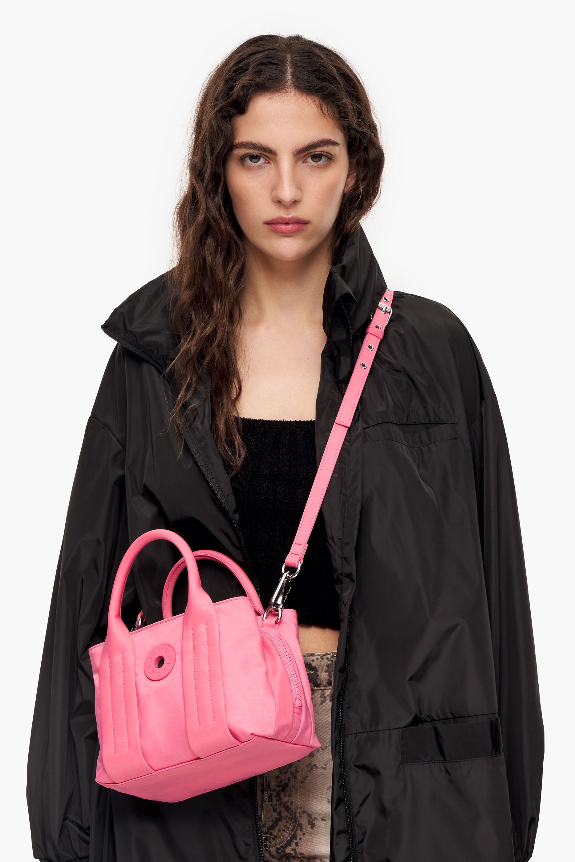 Bolsa de nylon rosa tamanho XS