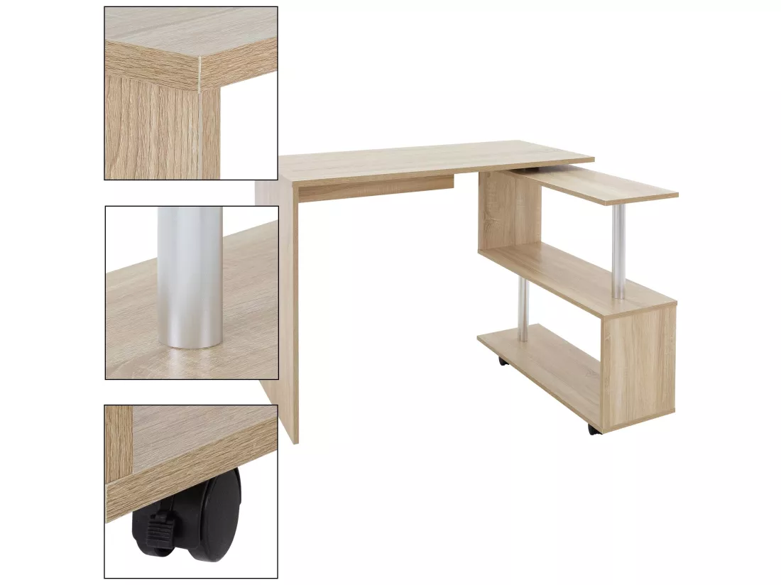 Bureau en angle sonoma table de travail pivotant 90° ML-DESIGN