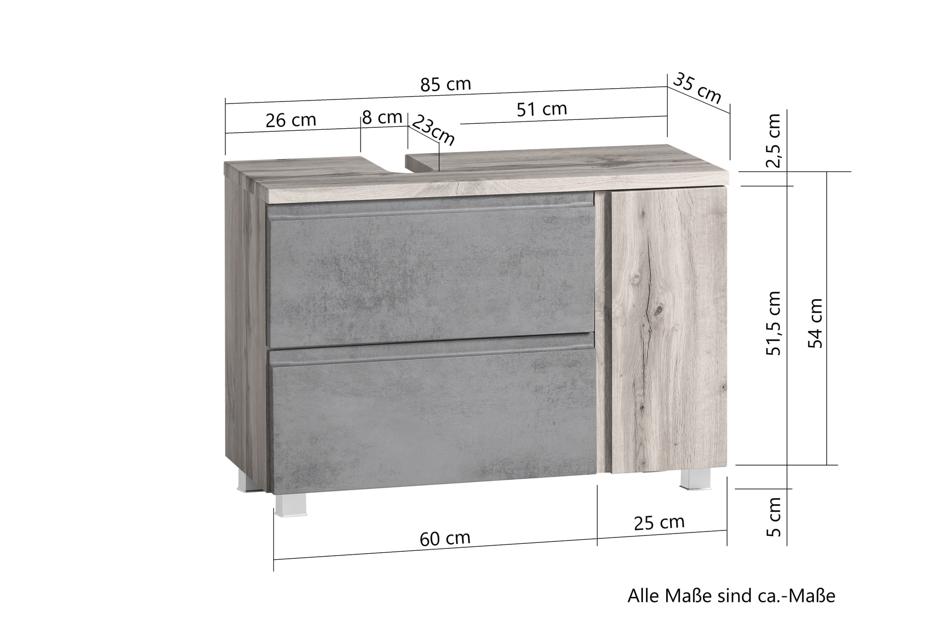 Bad-Waschbeckenunterschrank GENT grau 85cm