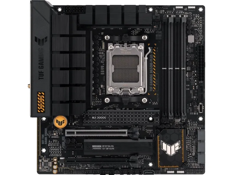 [OUTLET] - ASUS TUF Gaming B650M-Plus WIFI - Bundkort - micro ATX - Socket AM5 - AMD B650 Chipset - USB-C 3.2 Gen 2x2, USB 3.1 Gen 2, USB 3.2 Gen 2, USB-C 3.2 Gen 1 - 2.5 Gigabit LAN, Bluetooth - onboard grafik (CPU påkrævet) - HD Audio (8-kanaler)