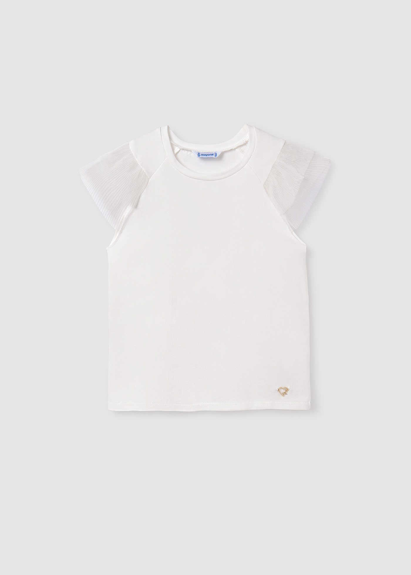 Camiseta infantil com mangas de tule pistache