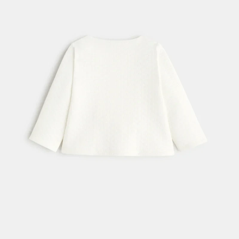 Gilet maille gaufrée blanc bébé fille Blanc