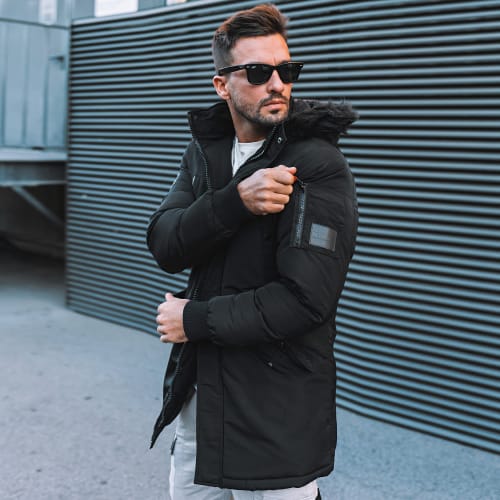 Parka Capuche Fourrure Sharkson Noir