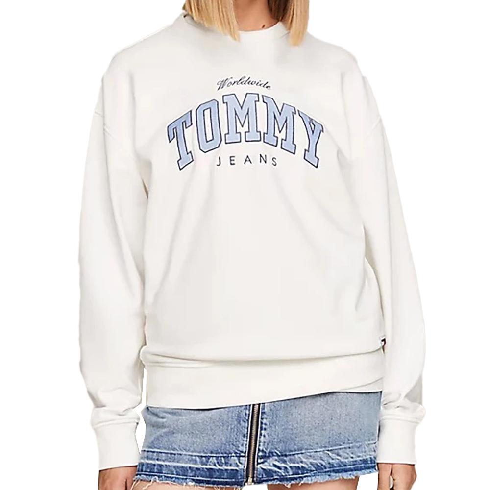 Tommy Hilfiger Sweat Écru/Bleu Femme Tommy Hilfiger Varsity Luxe