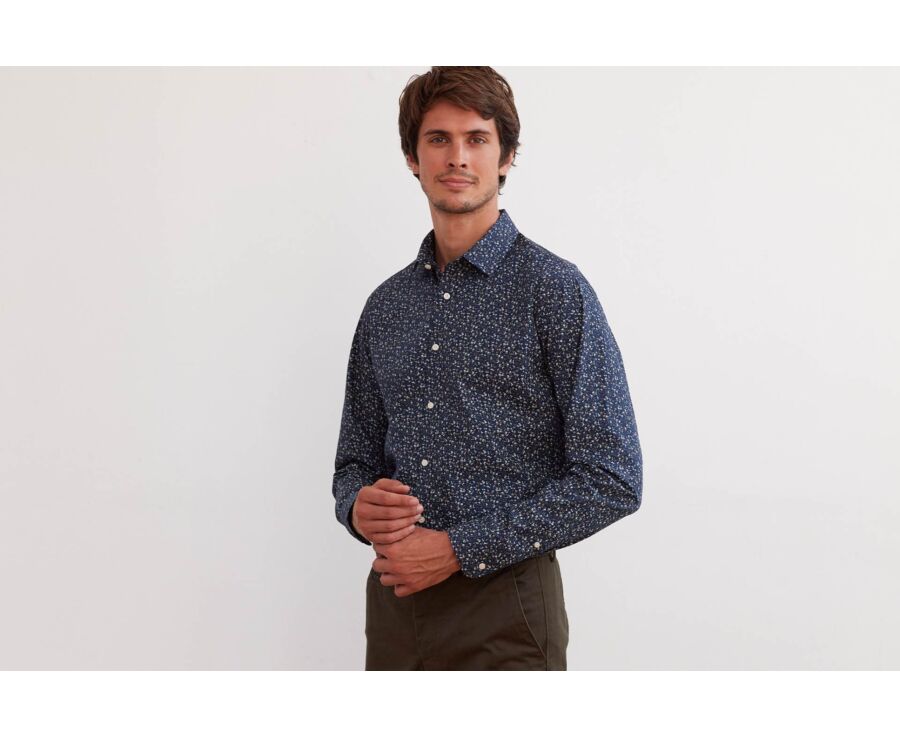 Chemise marine imprimée motif Taupe - MÉDÉRIC