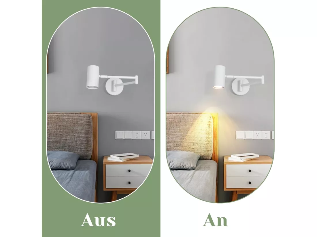 NETTLIFE Applique murale d'intérieur GU10 - lampe de chambre à coucher spot mural appliques murales moderne blanc sans ampoule