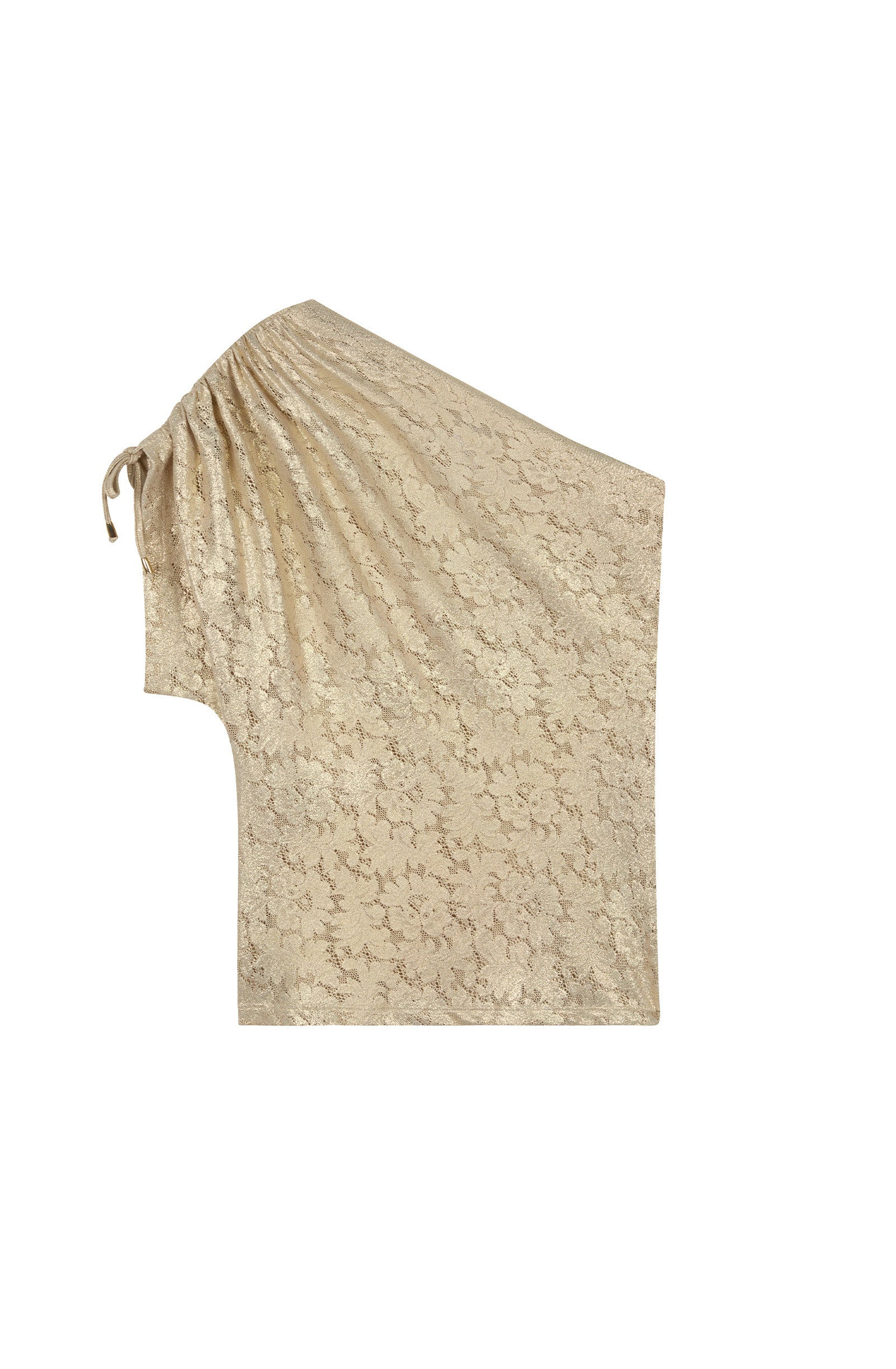 tenaide Top asymétrique en dentelle laquée sable doré Doré