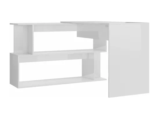 Bureau d'angle Blanc brillant 200x50x76 cm Bois d’ingénierie