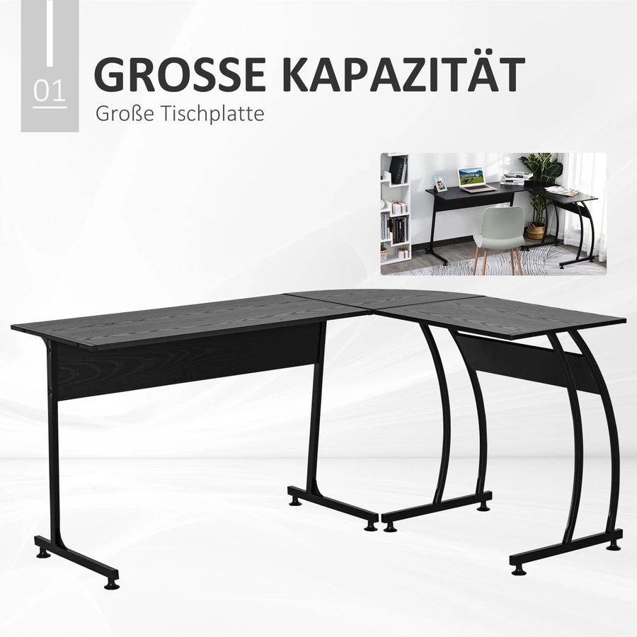 HOMCOM Schreibtisch Ideal für kleine Räume, modernes Design Schwarz