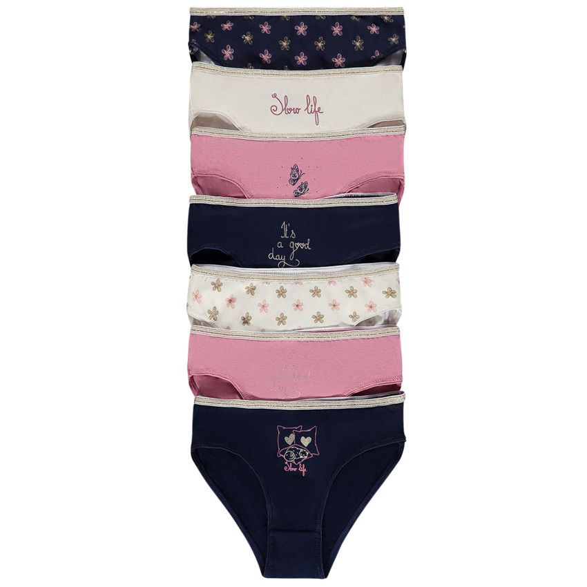 Lot de 7 culottes en jersey imprimé fantaisie pour fille - Multicolore