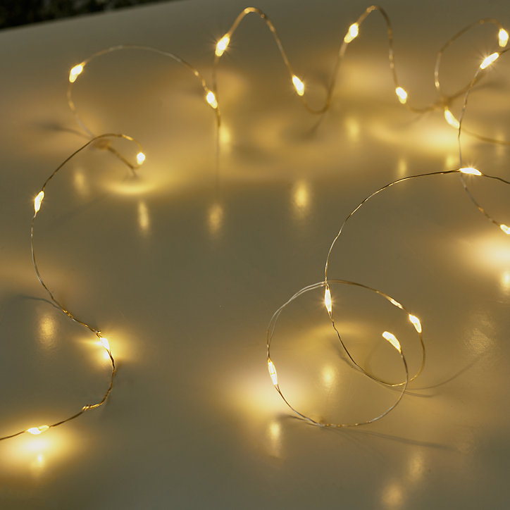 Guirlande lumineuse LED intérieure blanc chaud câble argenté 1,8 m