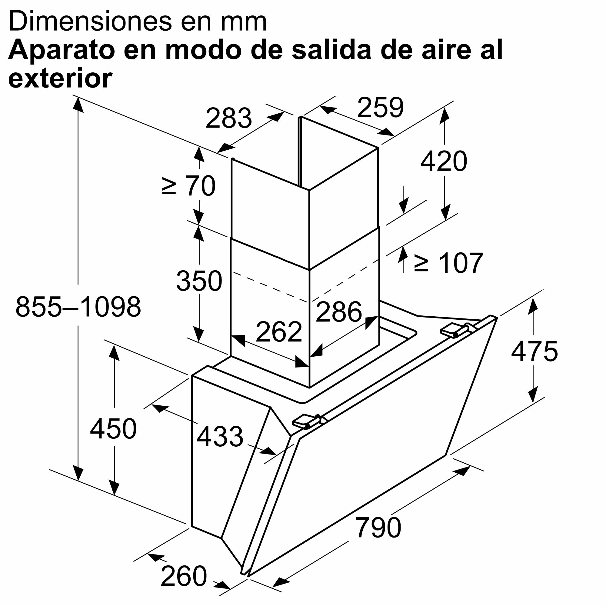 Coifa de parede decorativa Série 6, 80 cm, vidro branco, DWK81AN20