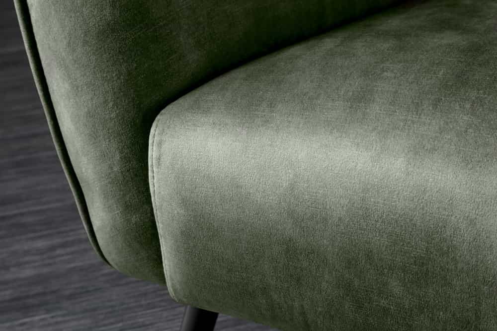 Design XL Sessel AMSTERDAM grün Samt schwarze Metallbeine Retro Stil