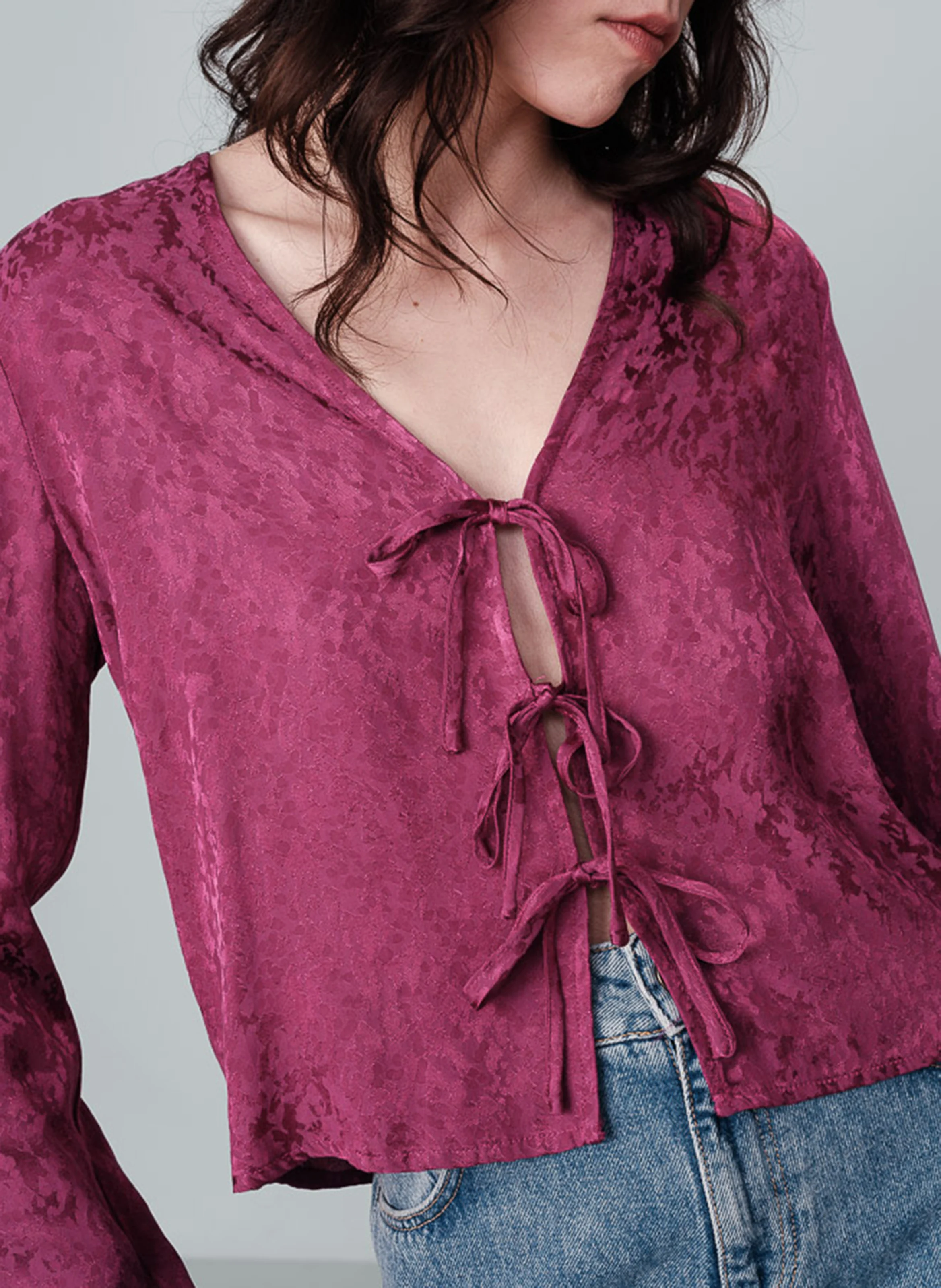 NUCCIA - Top col V jacquard | Rose