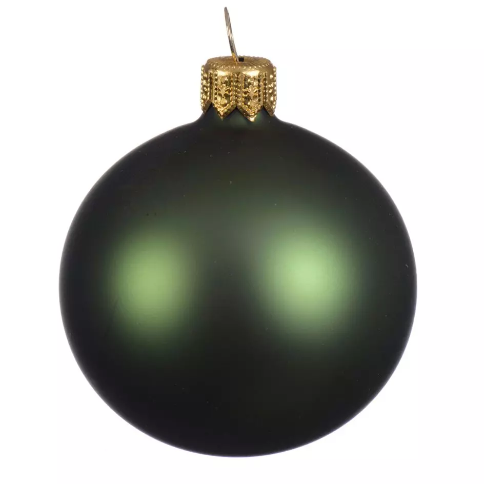 Lot de 6 boules de Noël en verre (D80 mm) Arctique mates Vert sapin