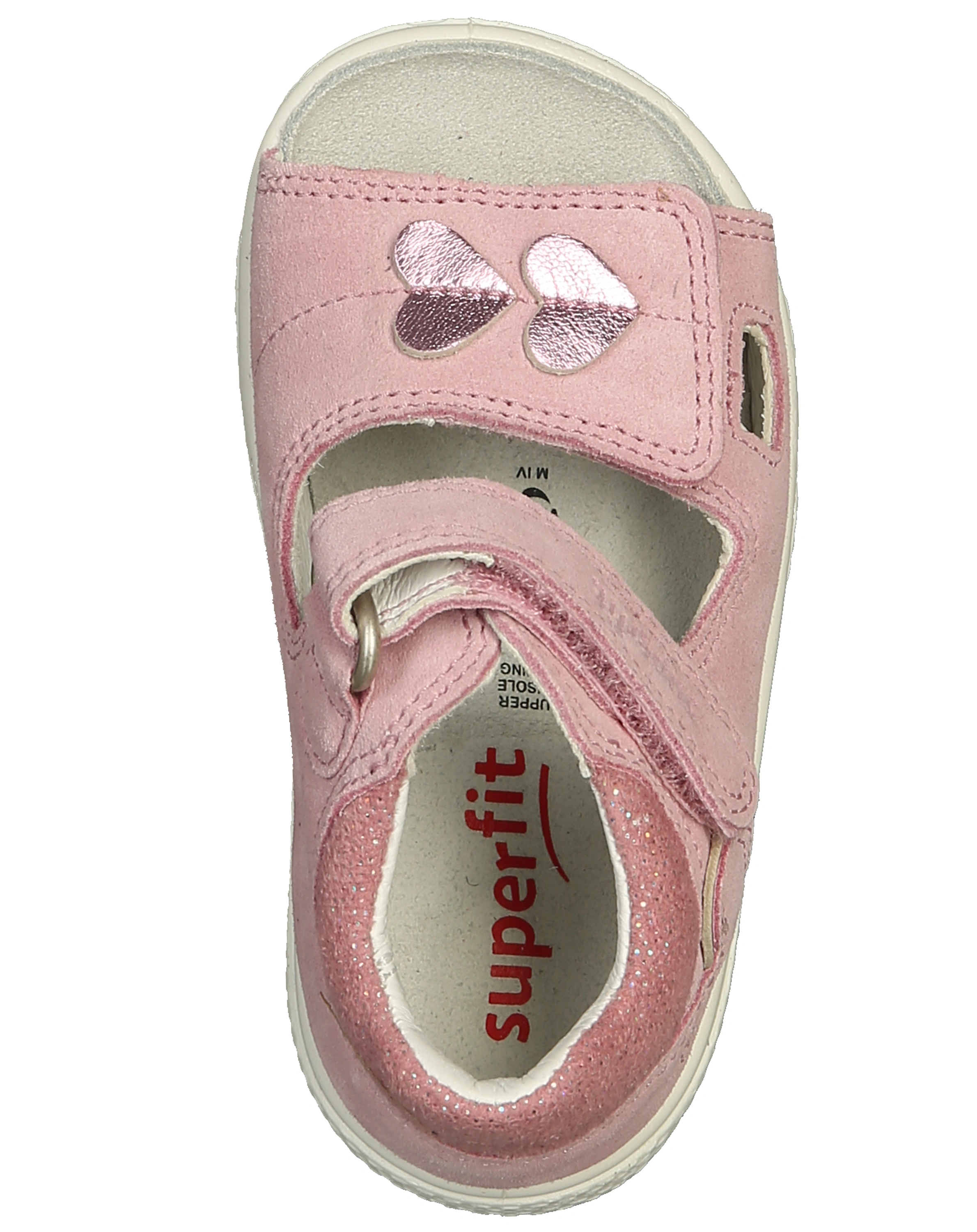 Leder-Sandale POLLY - HERZ mit Klett in rosa