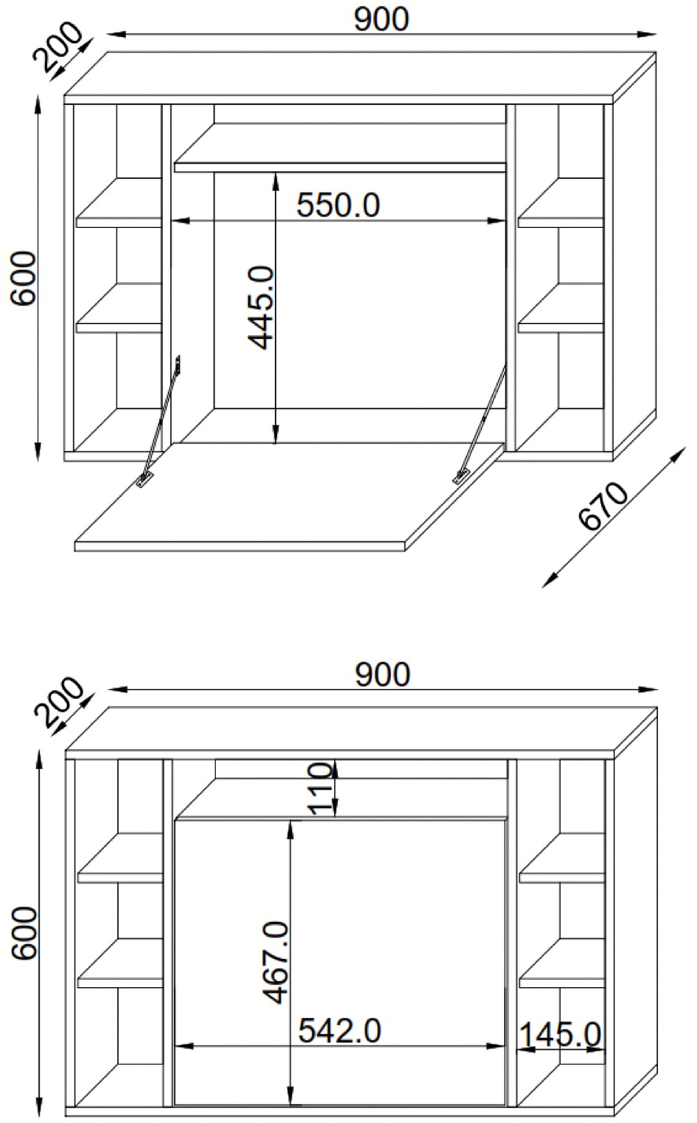 VCM Holz Hänge Klapp Schreibtisch Wandschreibtisch Computertisch Schublade Wandila