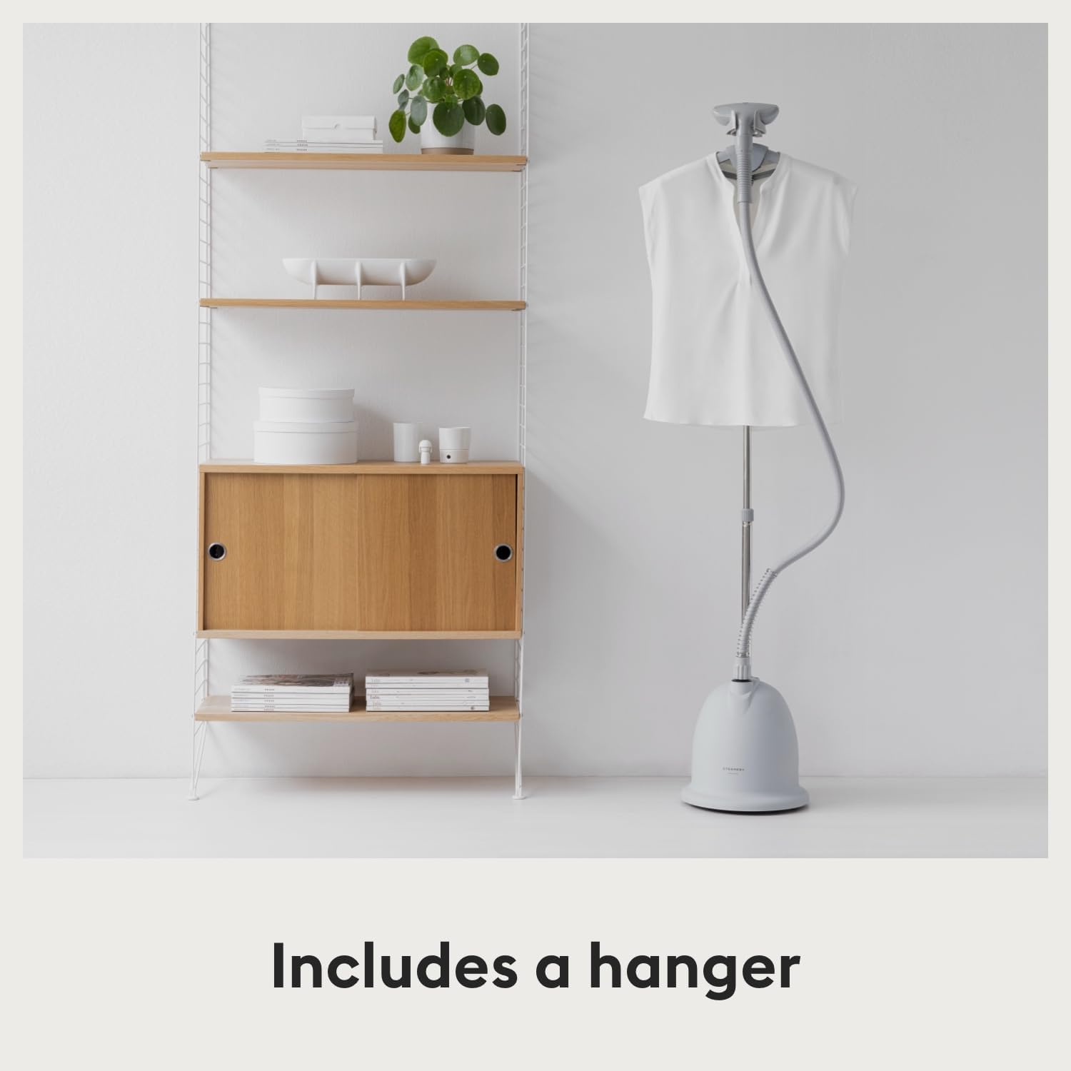 Steamery Vertikaler Dampfglätter Cumulus, 900W/1750W, Dampfleistung 38g/min, 60 Minuten kontinuierliches Dampfen, faltenfreie Ergebnisse Aufheizen in 45 Sekunden, Skandinavisches Design, Grau