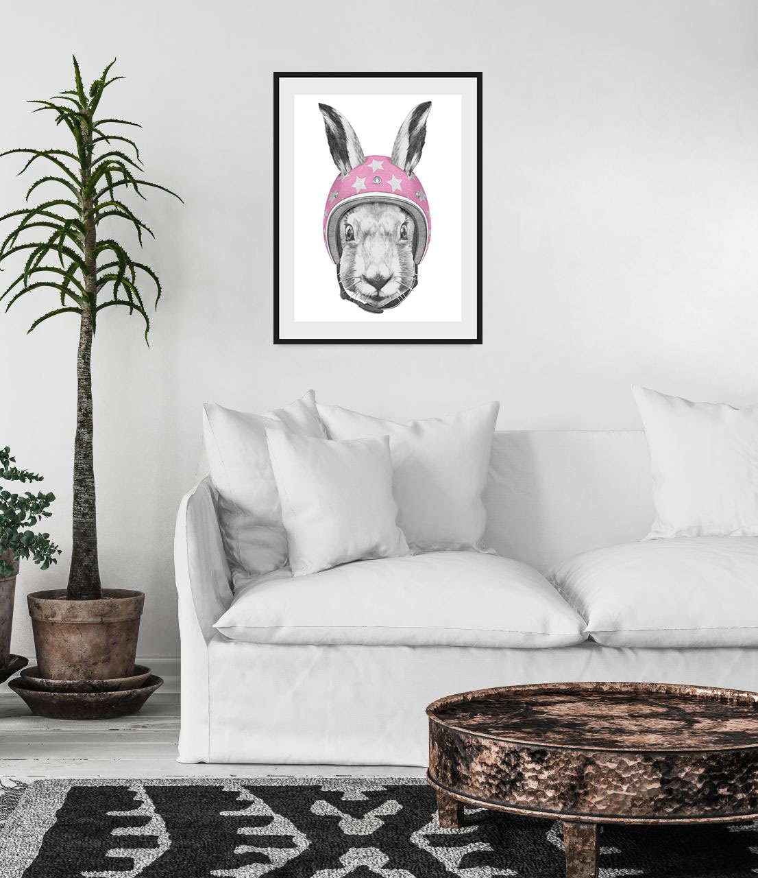 queence Bild »Lykke« Haustiere | Kunst | Schwarz-Weiss | Stern | Sterne 1 Stk. tlg. HD Premium Poster-Druck inkl. Holzrahmen
