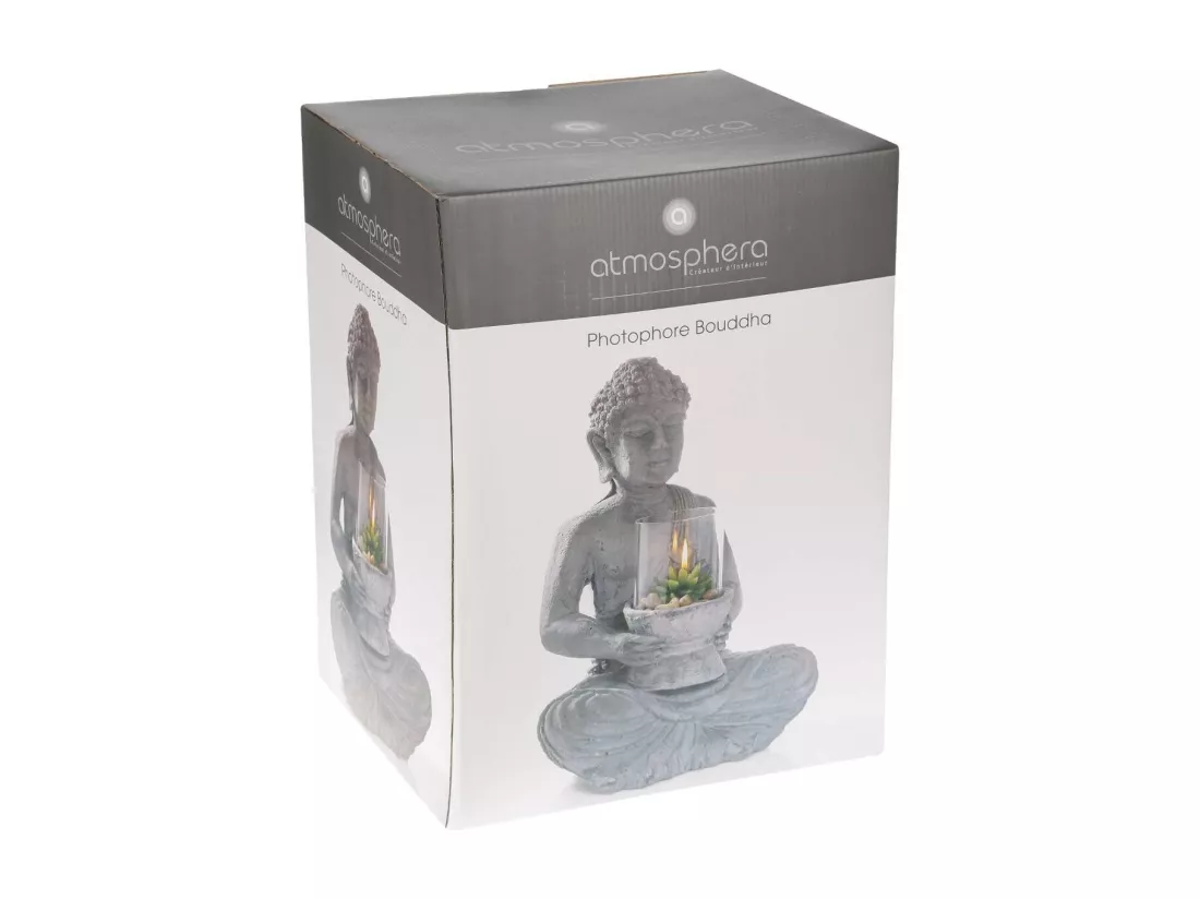 Bouddha assis avec bougie H 41,5 cm - Atmosphera