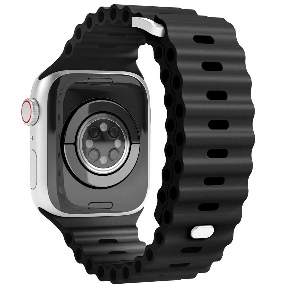 Wave Band Apple Watch (42/41/40/38 mm) Silikon Sport Armband mit Doppelverschluss AWS00078 (Gelenkumfang: 170-255mm) - Schwarz