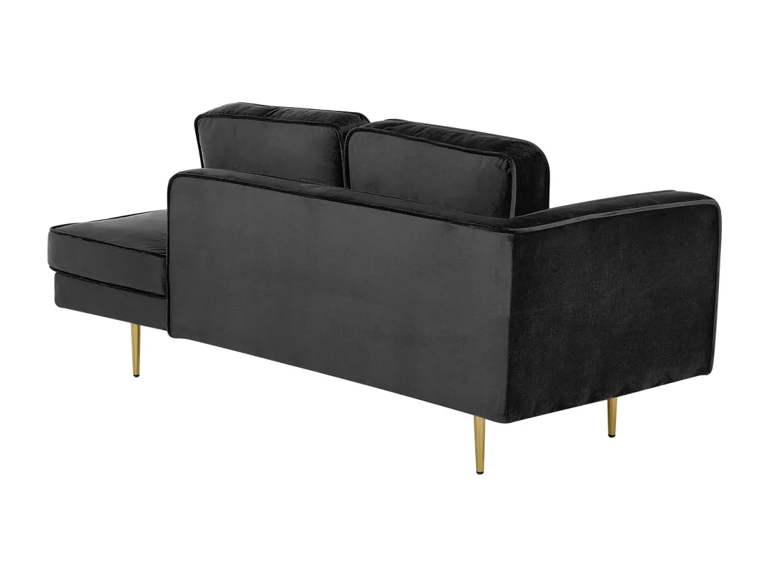 Chaise longue en velours noir côté droite MIRAMAS