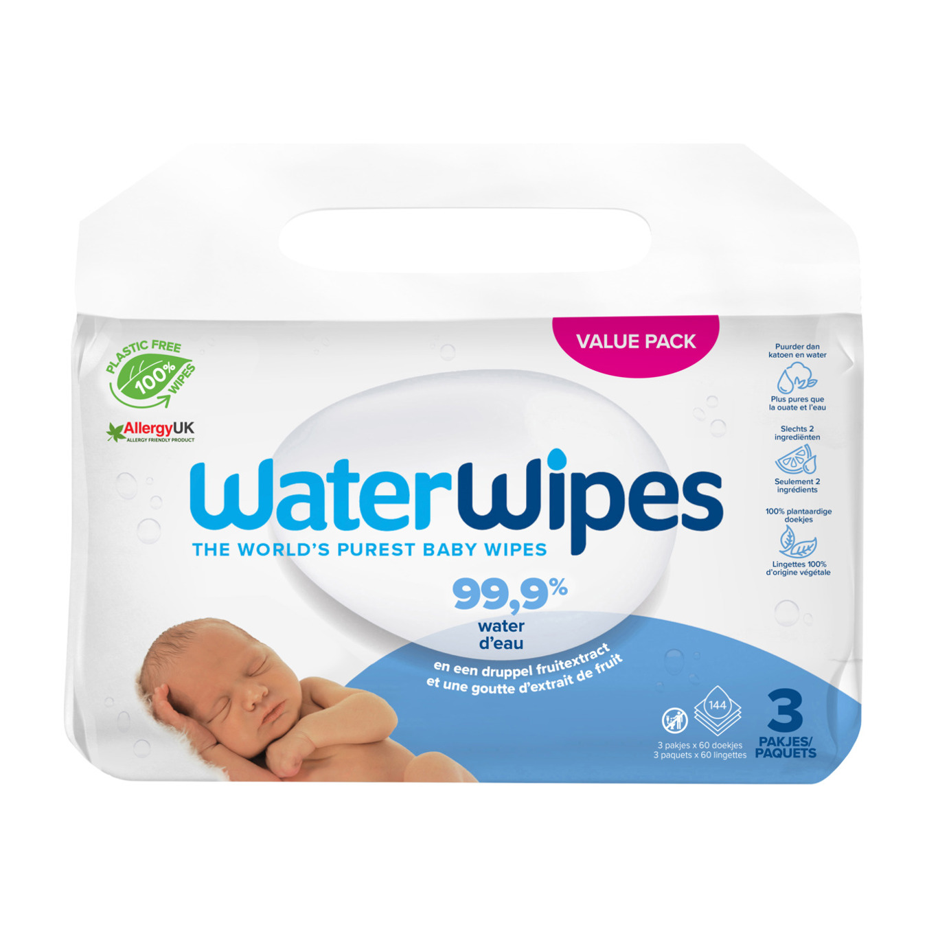 WaterWipes Babydoekjes 3-pack (144 stuks)