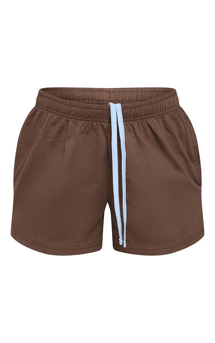 Chocolat Short Décontracté En Coton Avec Cordon De Serrage Contrasté