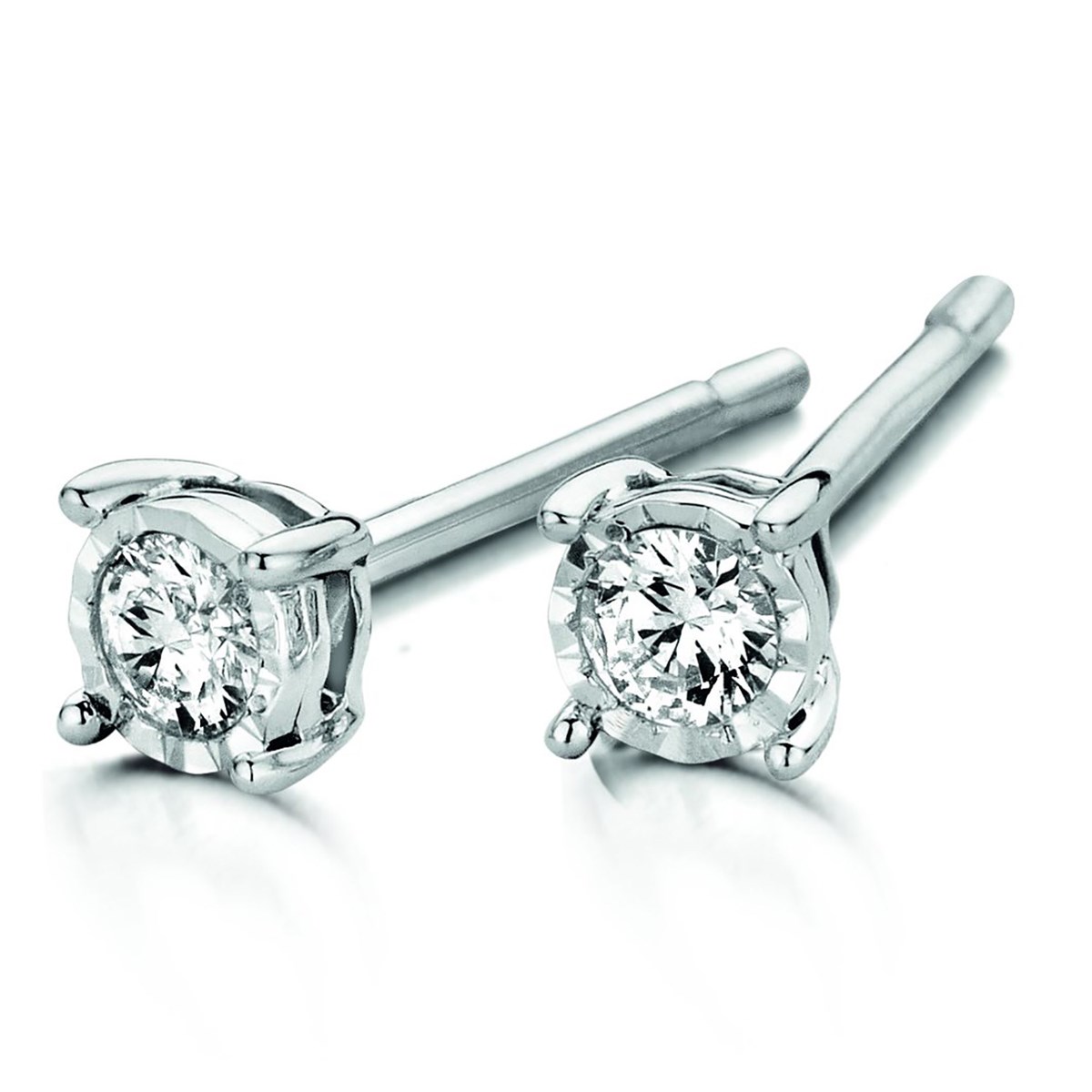 Boucles d'oreilles clous diamants or blanc 18 carats