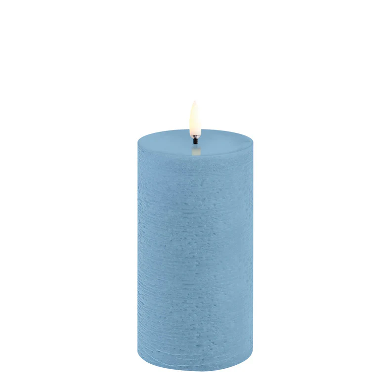 Uyuni  LED Rustic pillar lys, Sky Blue - H15 cm.