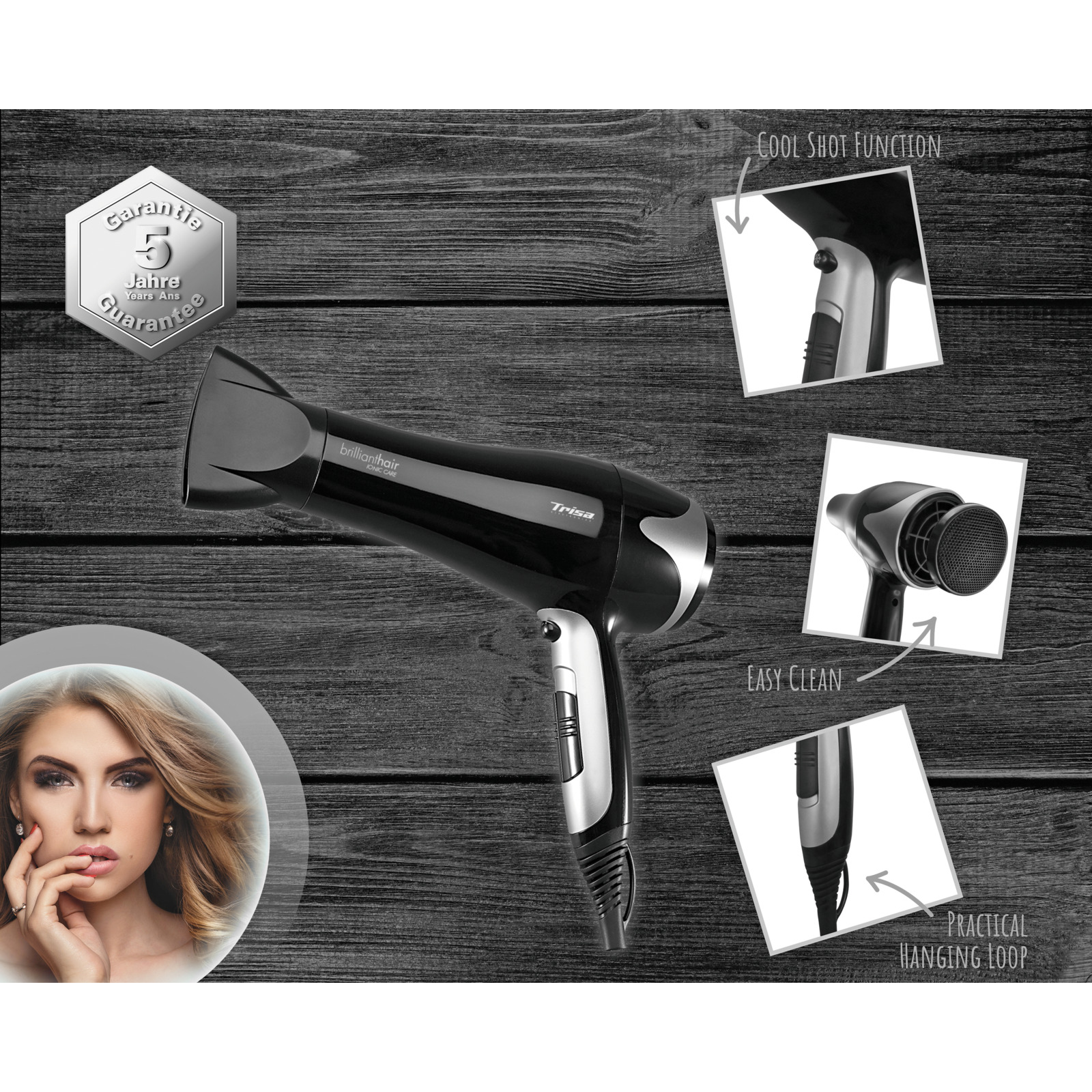 Trisa Haarföhn Brilliant Hair ionic care silber