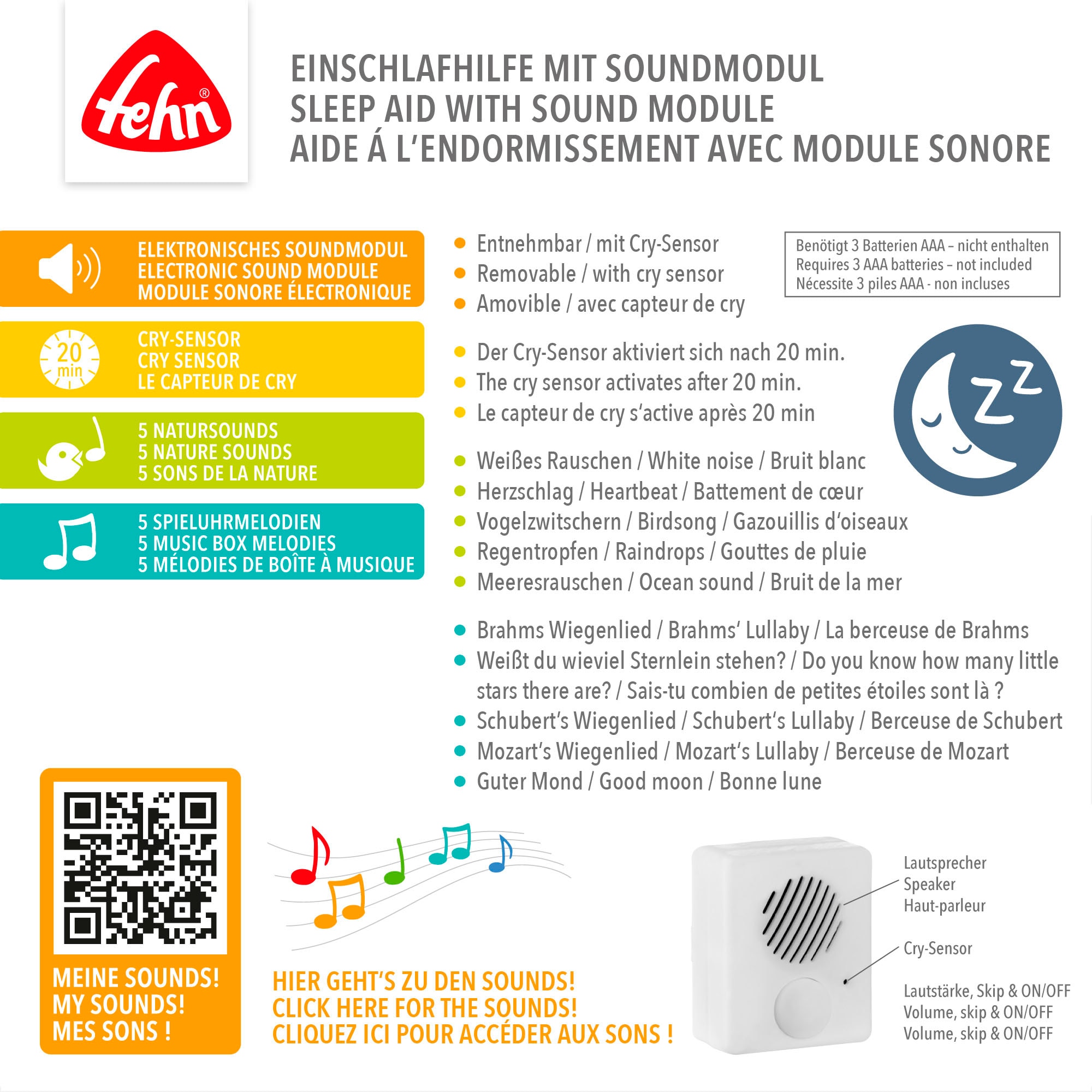 Fehn Kuscheltier »Lazy, Crazy & Pink, Einschlafhilfe Faultier«