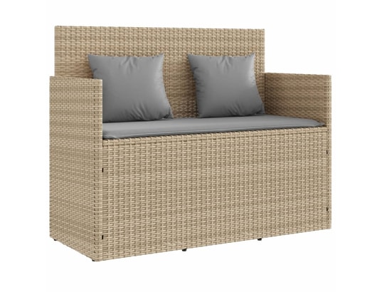 VIDAXL - Banc de jardin avec coussins beige résine tressée