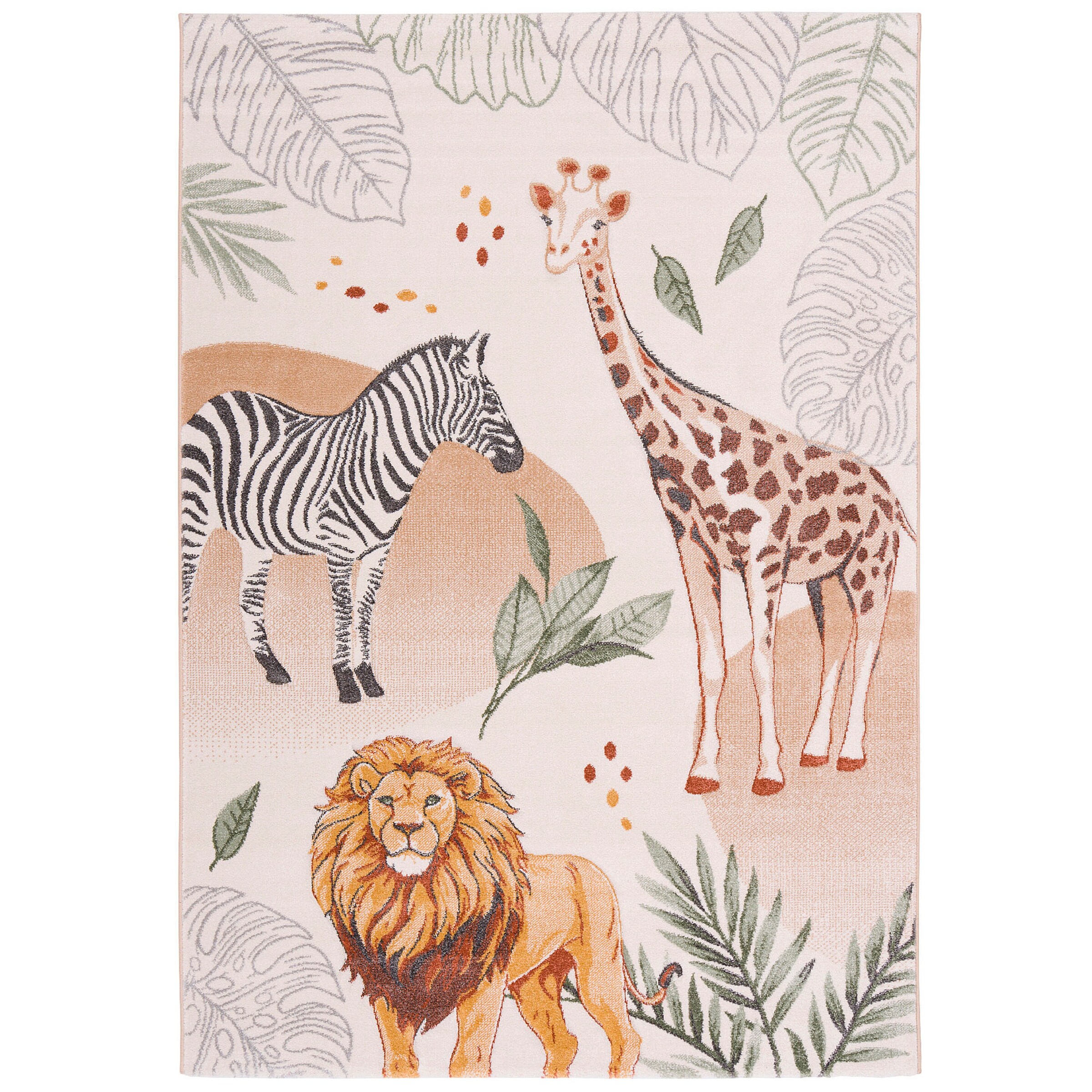 Pergamon Kinder Teppich Maui Kids Giraffe Zebra Löwe Bunt - 120x170 cm