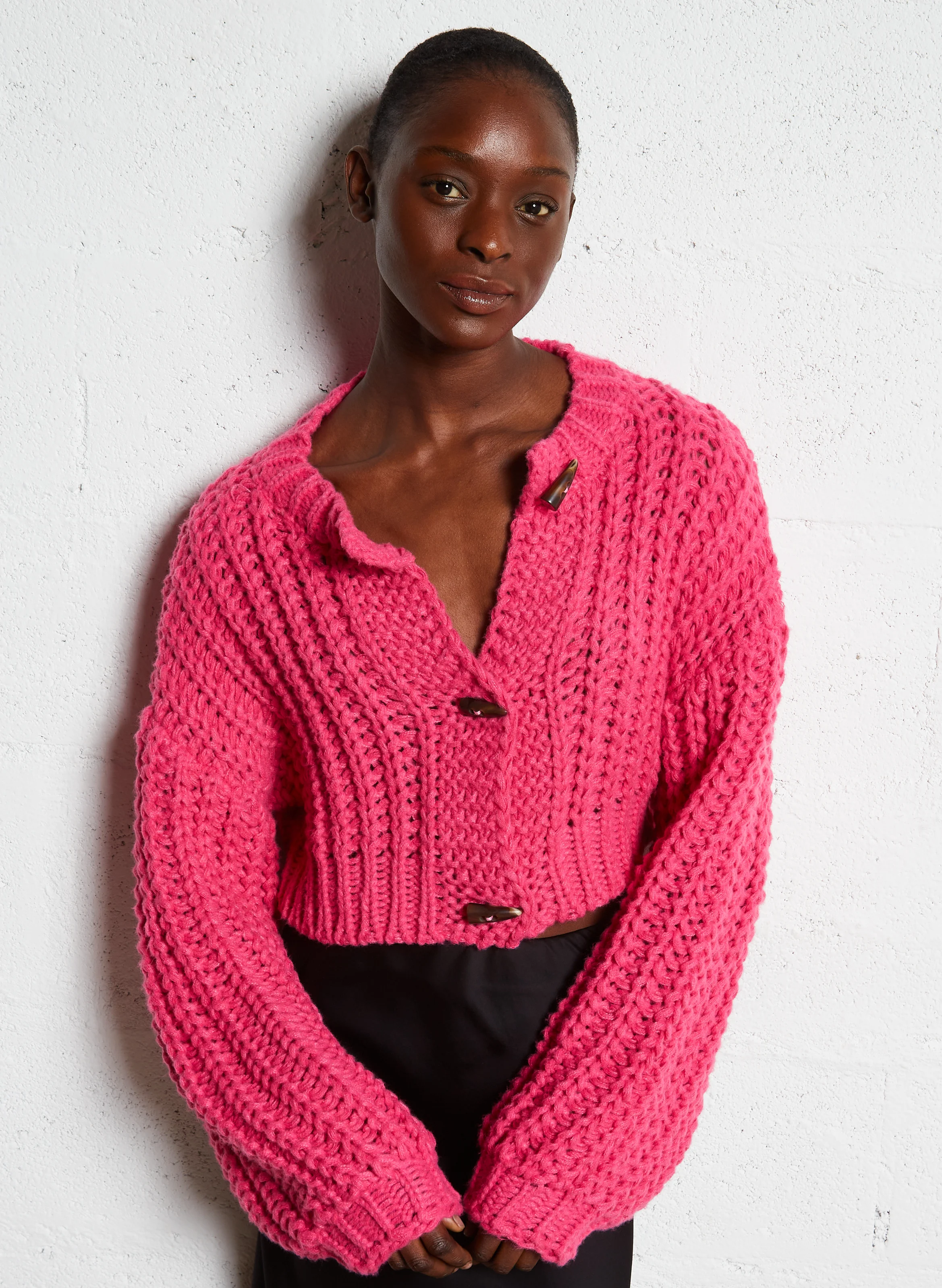 Cardigan col rond| Rose