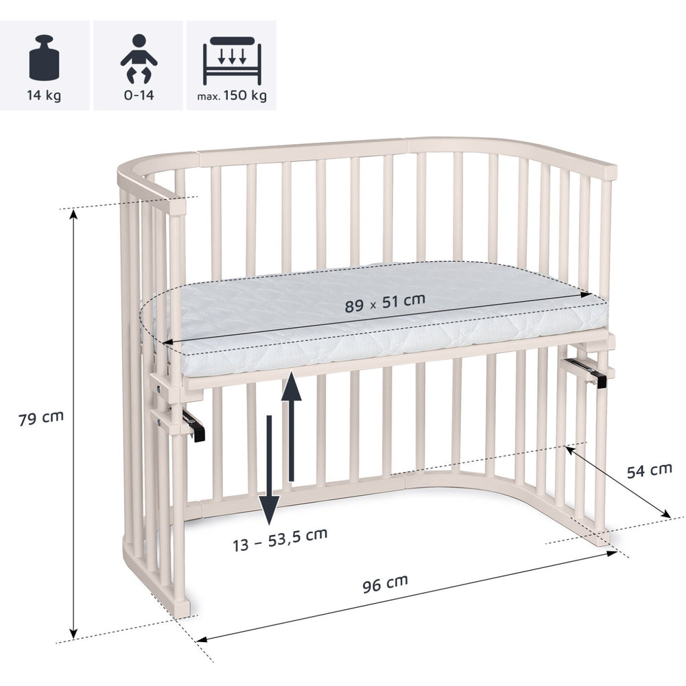 Køb babybay® Bedside Crib Beige Varnished Maxi Co-Sleeper Babyseng