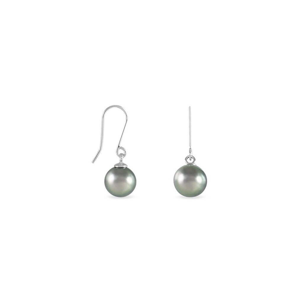 Boucles D'oreilles Pendantes Elitivae Or Blanc Perle De Tahiti