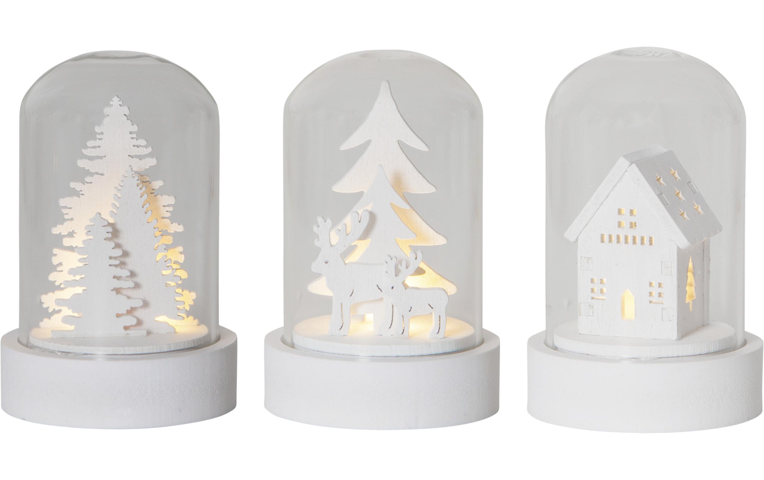 Tischdeko Kupol 3er Set, 8.5 cm, WeissWeihnachtsdekoration mit LED Lichtern