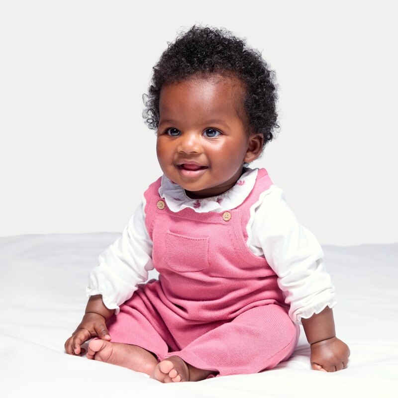 Salopette en maille tricot et body rose bébé fille Mauve Violet