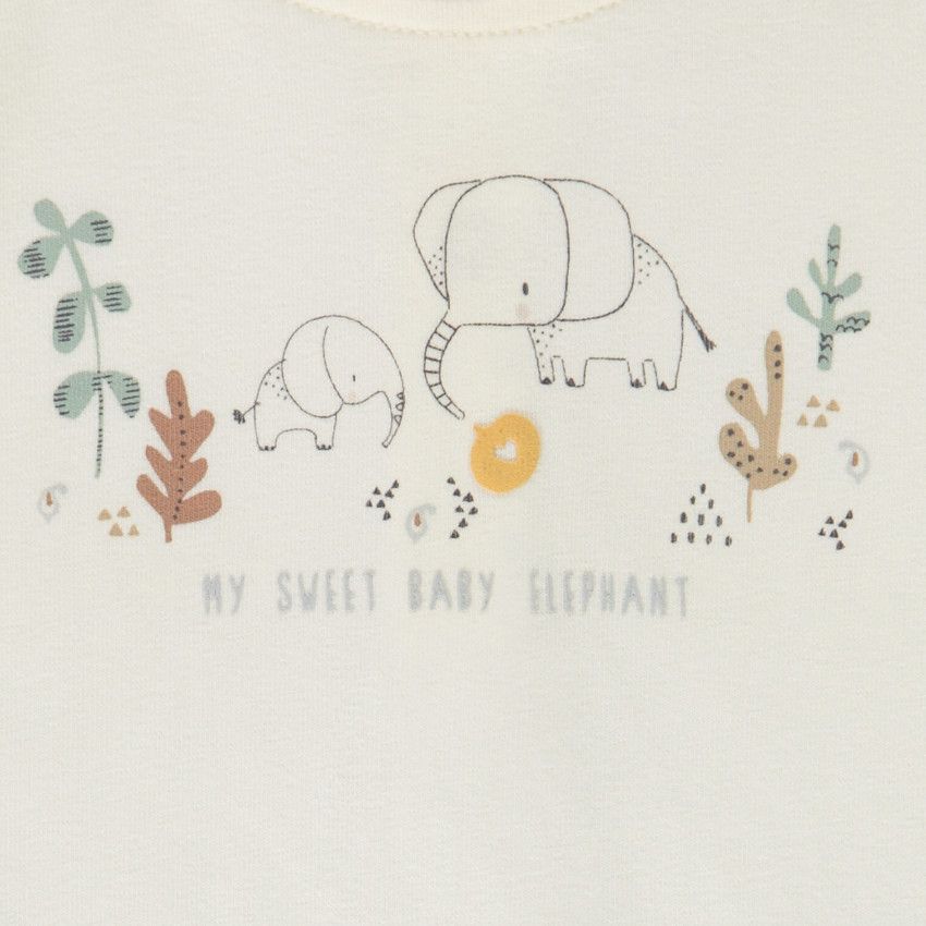 Ensemble 2 pièces print éléphant pour bébé garçon - Ecru