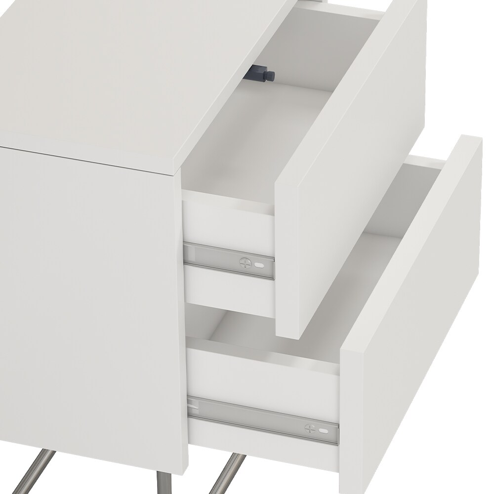 Vicco Nachtschrank Calvin, Weiß 45 x 50 cm, moderner Nachttisch mit 2 Schubladen, Nachtkommode