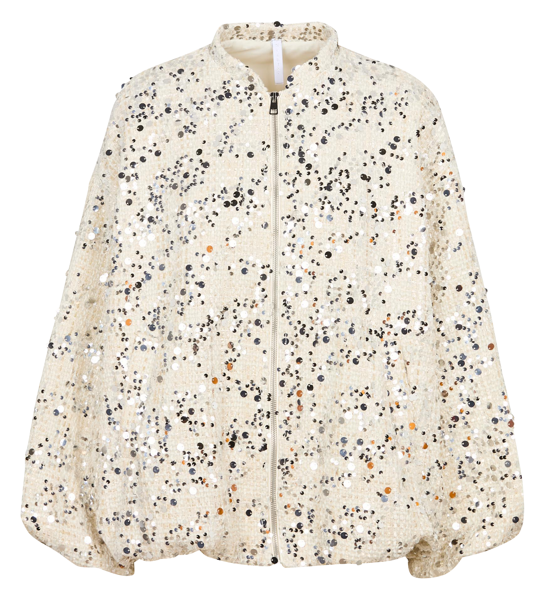 Blouson col montant à sequins | Beige