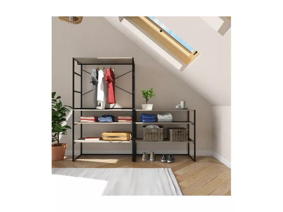 Portants vêtements sous combles modulables noirs - Lot de 3