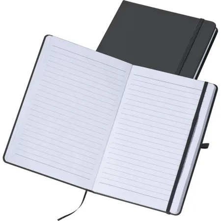 Macma Notizbuch im PU-Hardcover mit 160 linierten Seiten, DIN A5, schwarz