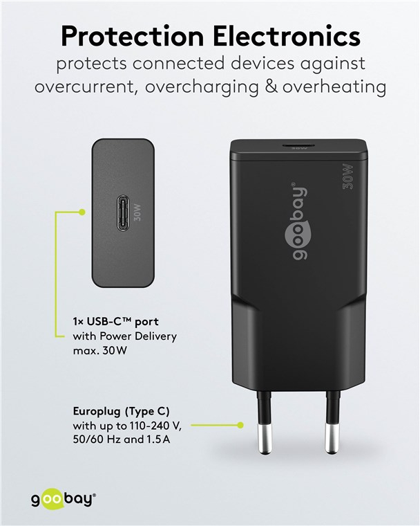 (20W) Slim USB C GaN Ladegerät Netzteil Power Delivery (75727) - Schwarz